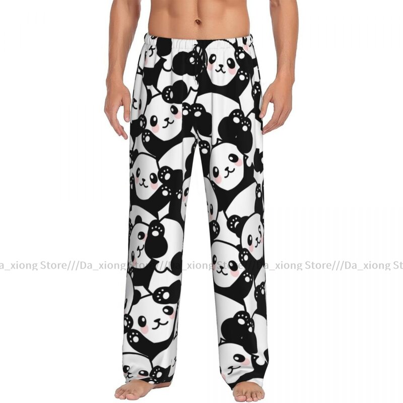 Pijama Panda dos desenhos animados masculino, calças lounge, fundo do sono, pijama bonito