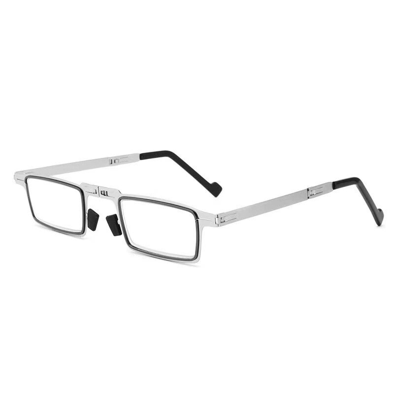 안티 블루 라이트 차단 접이식 독서 안경, 편안한 풀 프레임 금속 안경, 남녀공용 HD 초경량 휴대용 안경