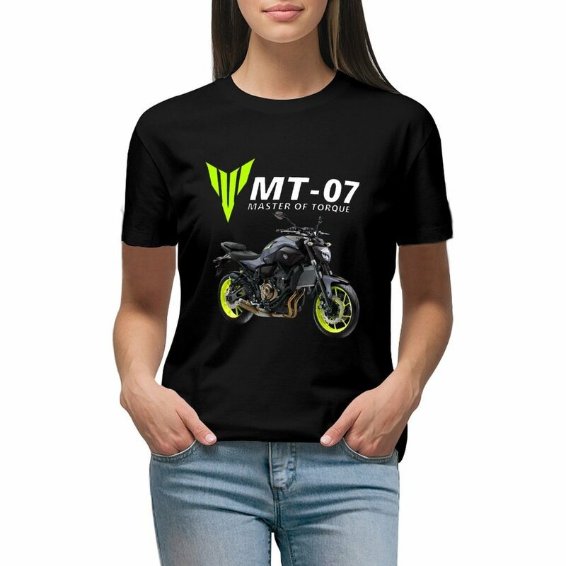 Vintage moto t-shirt para mulheres, roupas engraçadas, MT-07
