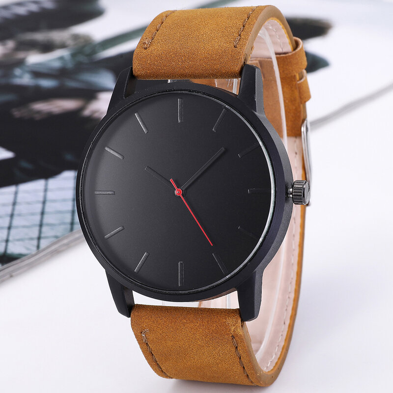Men's Daily Quartz Watch with Wear Resistant Leather Strap for Outside Office Meeting