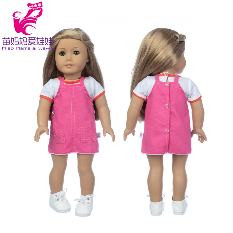 Pakaian Boneka Anak Perempuan 18 Inci Setelan Sekolah Boneka Bayi Rompi Baju Bertitik Kuning Mainan Pakaian Hadiah Ulang Tahun Bayi