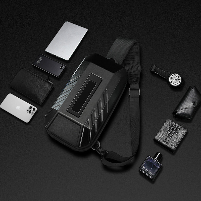 OZUKO 남성용 다기능 도난 방지 체스트 팩, 남성 방수 슬링 메신저 백, USB 크로스 바디 백, 패션 신상