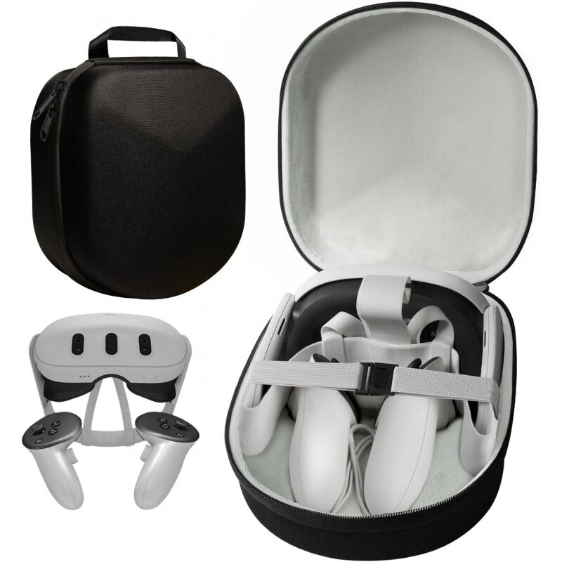 Compact hard carrying case suitable for Meta Quest 3 VR earphones, lightweight and portable protection, luggage storage VR game