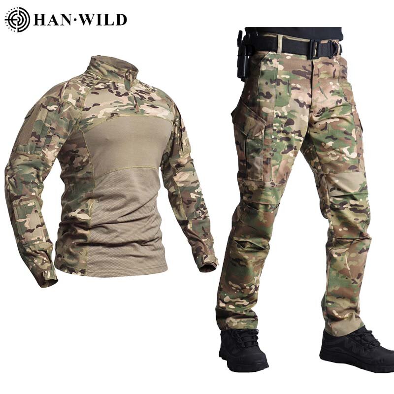 US Army CP Camouflage Combat Shirts uomo pantaloni militari camicia lunga Multicam softair Paintball Tactical Shirt abbigliamento da caccia