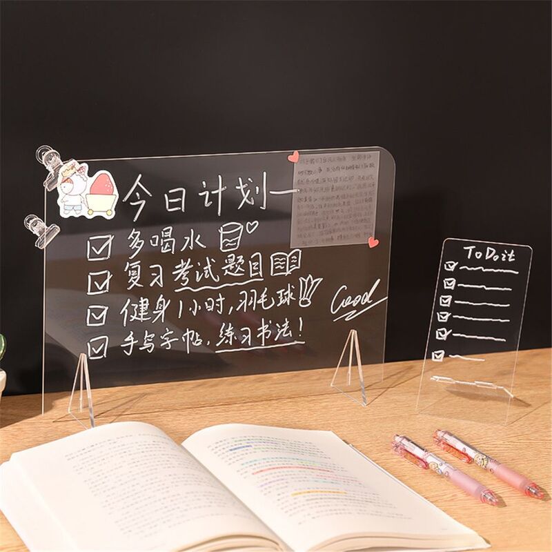 Pizarra blanca de jabalí transparente borrable, tablero de mensajes de acrílico, Nota de escritura, decoración