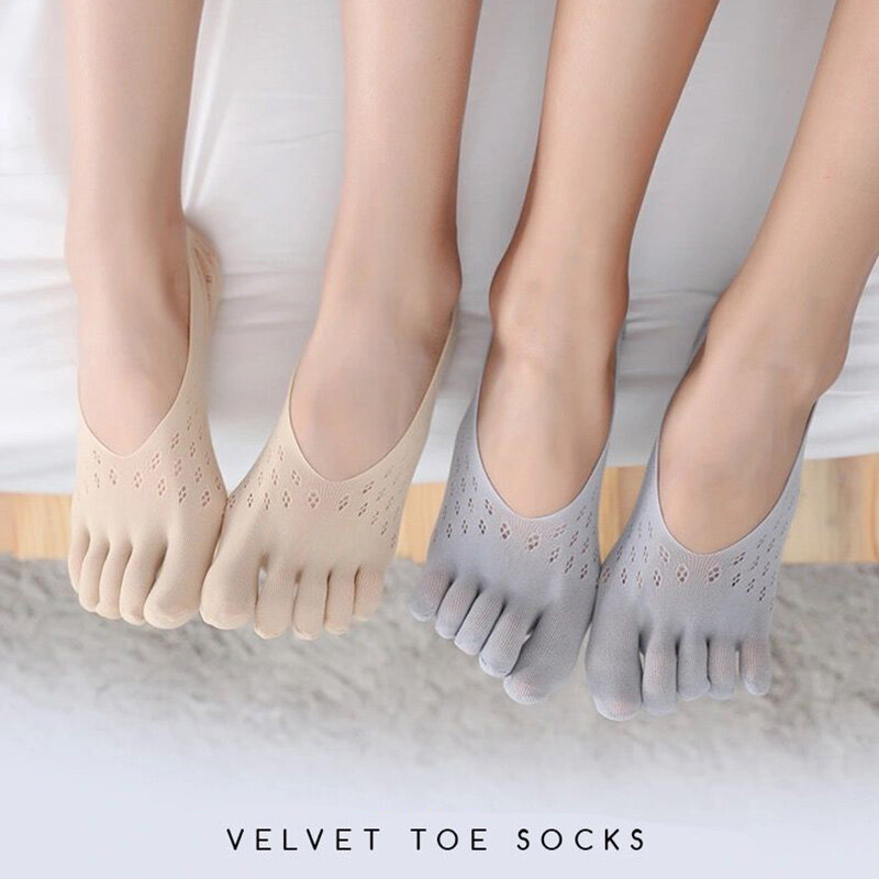 ถุงเท้าบางพิเศษห้านิ้วสำหรับฤดูร้อนถุงเท้า sokken นิ้วเท้าตลกที่มองไม่เห็นด้วยซิลิโคนกันลื่นระบายอากาศได้ป้องกันการเสียดสีสำหรับเด็กผู้หญิงผู้หญิง
