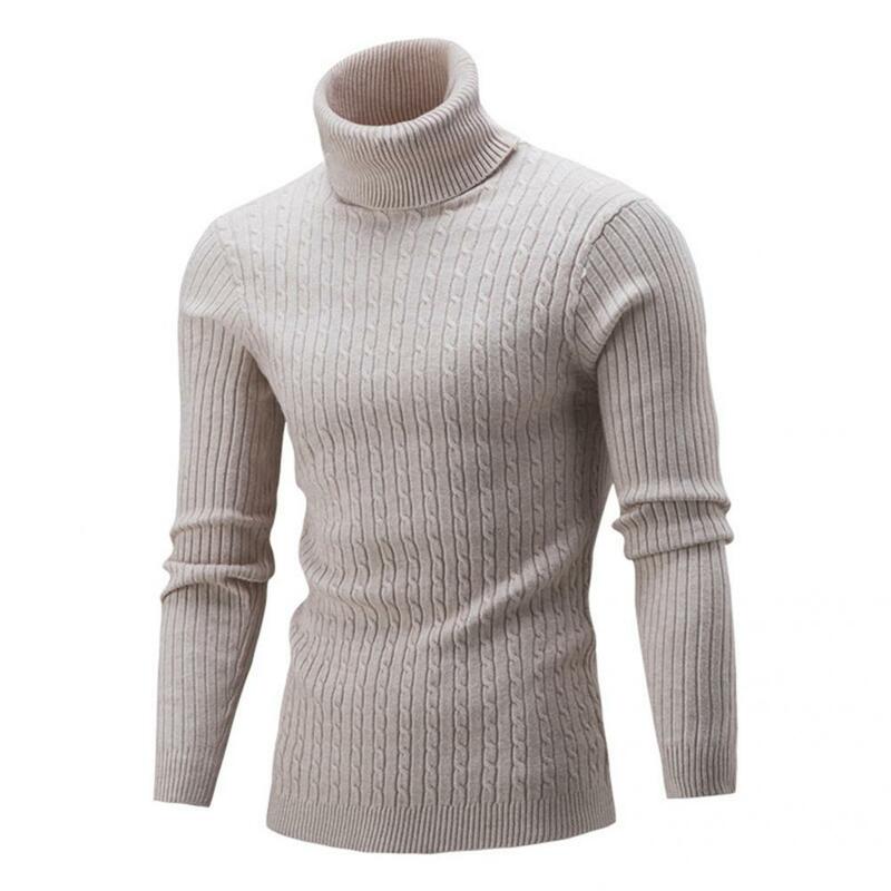 Sweater  Simple Turtleneck Men Slim Sweater  All-matched Knitted Sweater