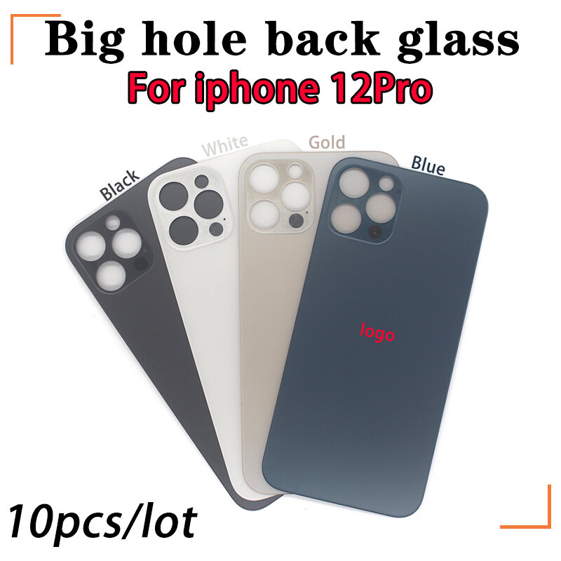 10 teile/los für iphone 12 pro max zurück glas iphone 12 mini batterie abdeckung original farbe mit logo rückens chale großes loch hinteres glas