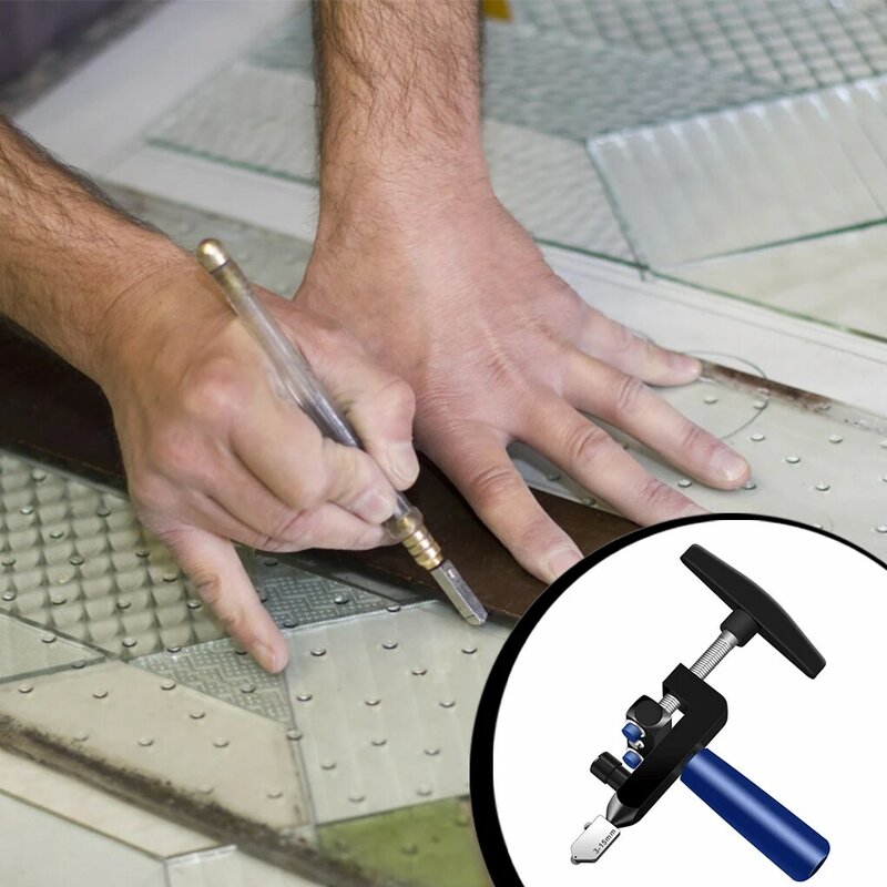 Glide alat pengiris ubin rumah tangga, alat pengiris kaca Manual untuk pekerjaan ubin lantai DIY memotong logam