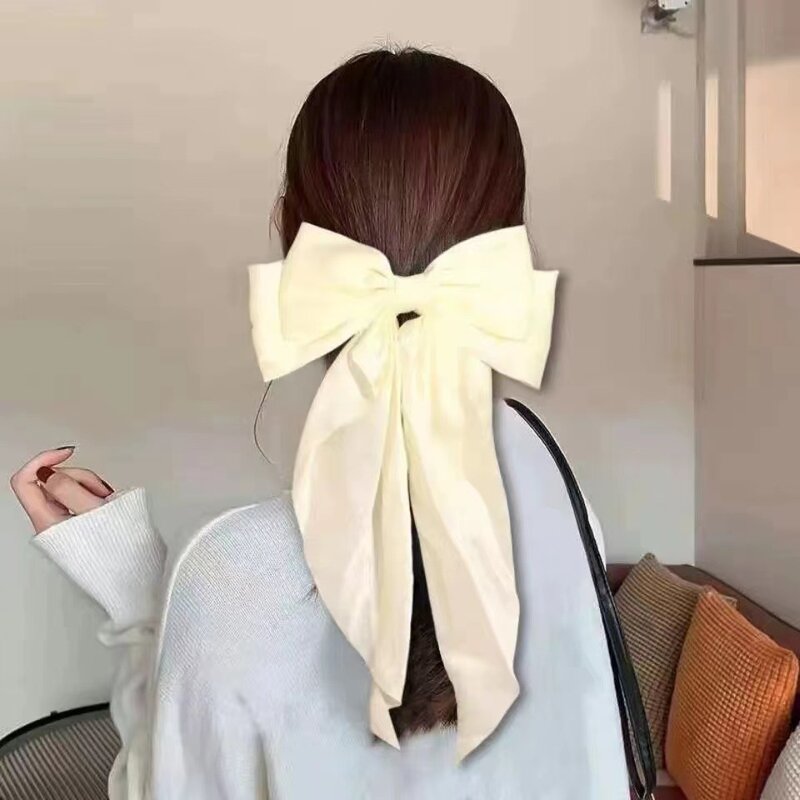 Big Bow Solid Color Women's Versatile Spring/Summer Hair Clip Half Tie Hair Girl Tie Hair Ponytail Accessories New Product