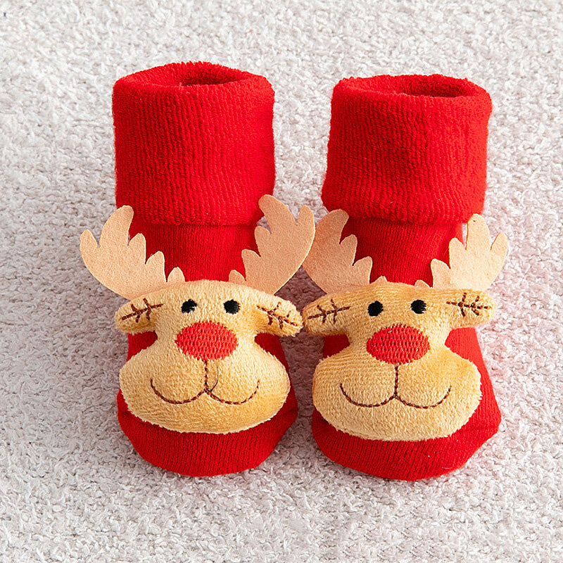Рождественские детские носки Красный лось Санта Клаус Рождественская елка колокольчик сапоги в форме украшения аксессуары зимние утолщенные теплые носки