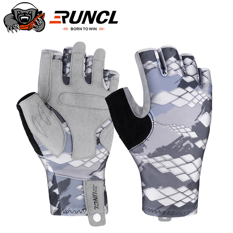 Runcl upf50 + sportvishandschoenen ademende zonwering vingerloze sporthandschoenen gebruiken voor buitenkajakuitrusting