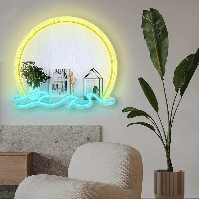 Sunset Rainbow Cloud Light Neon Sign Mirror LED Night Lights for Party Art Wall Decor Home Bedroom Decoration Makeup Lamp USB