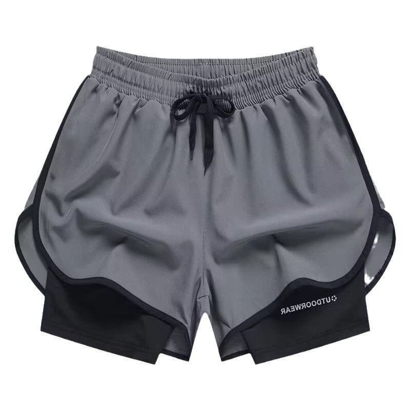 Pantalones cortos para correr para hombre, Shorts deportivos para ocio al aire libre, holgados de doble capa para maratón y Fitness, 2024