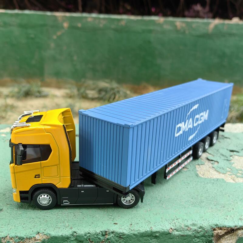 1/50 Simulatie Grote Vrachtwagen Speelgoedauto Modellegering Diecast Transportcontainerauto Voor Jongensgeschenken Met Geluidsverlichting Terugtrekken