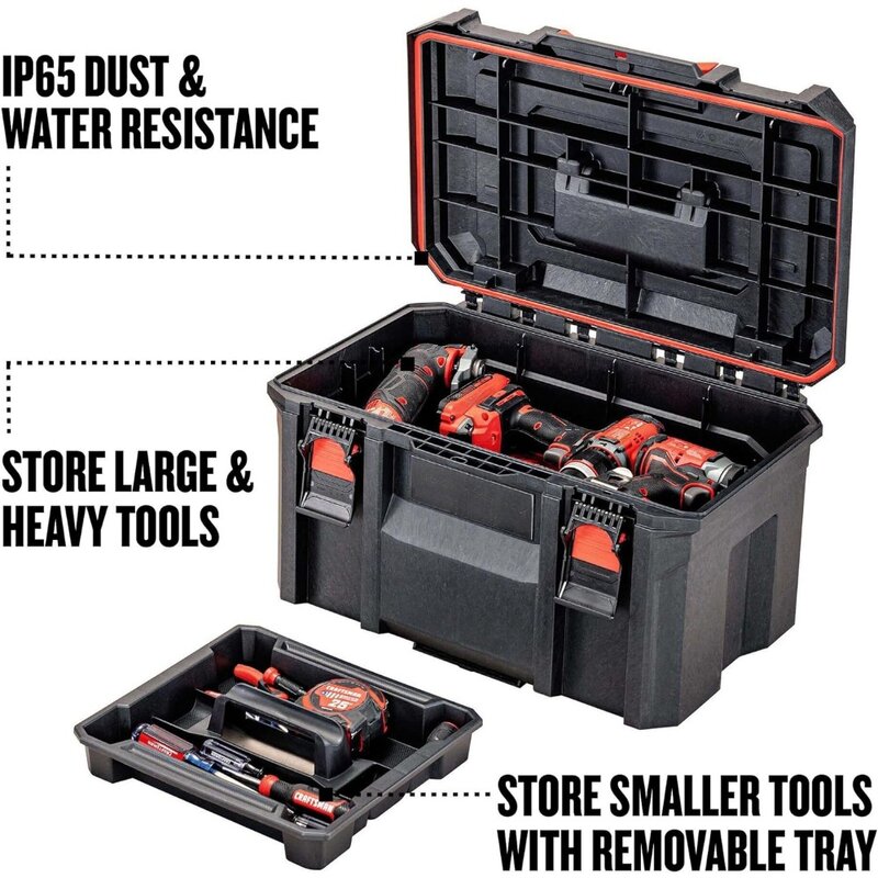 Boîte à outils étanche pour l'intérieur et l'extérieur, rangement d'outils empilables verrouillables, boîte à outils de 21 pouces