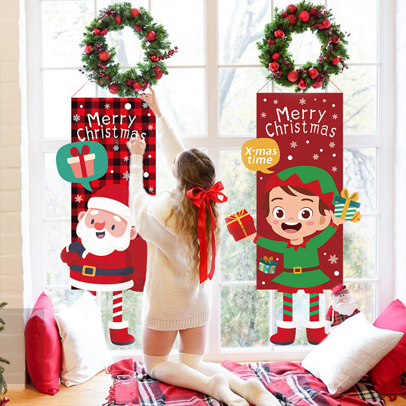 عيد ميلاد سعيد معلق العلم زينة عيد الميلاد للمنزل باب عيد الميلاد الحلي هدايا عيد الميلاد نافيداد ديكور 2023 السنة الجديدة