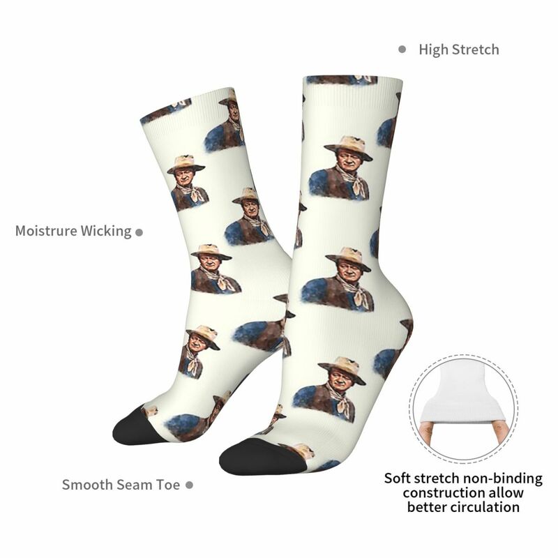 John Wayne "The Duke" - Watercolor Socks Harajuku Sweat Absorbing Stockings All Season Long Socks Accessories for Unisex Gifts