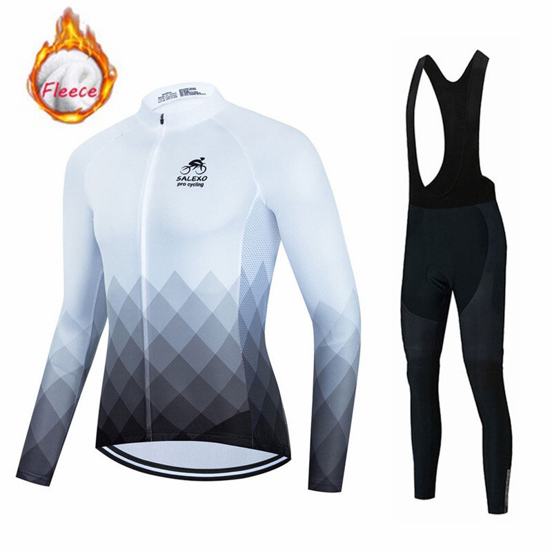 Thermal Fleece 2023 Men Winter Cycling Clothing Long Sleeve Bicycle Jersey Set MTB Warm Bike Jersey Set Ropa Ciclismo Hombre