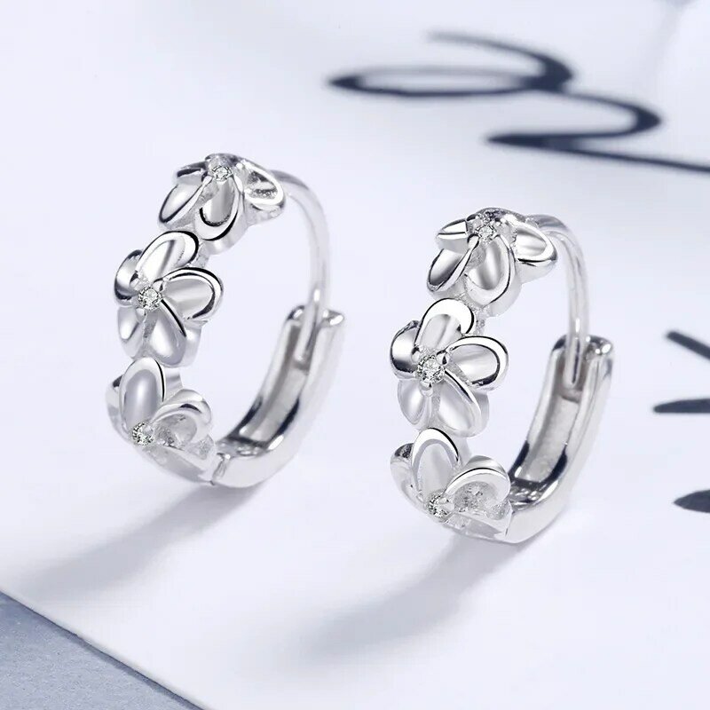 Top Sale 925 Sterling Silber Nadel Ohrringe für Frauen Hochzeit Mode hochwertige Schmuck Kristall Zirkon Blume niedlichen Ohr stecker