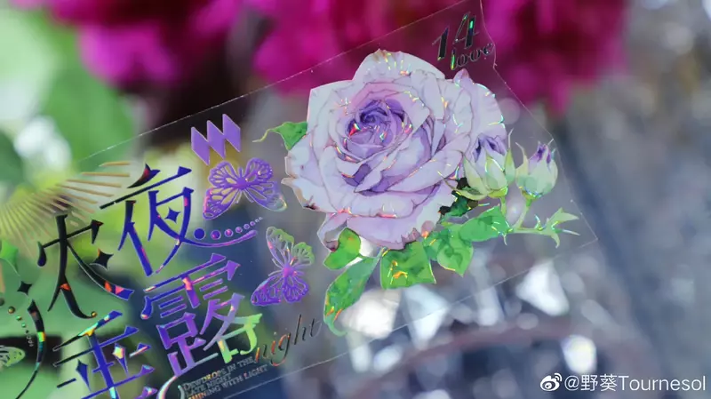반짝이는 pet 테이프 보라색 장미 꽃