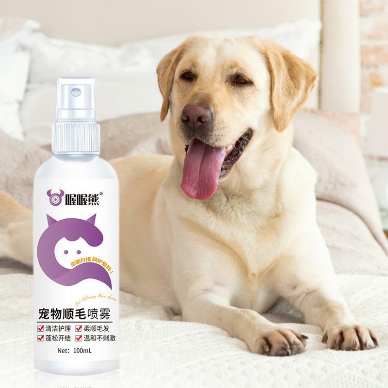 Pet Detangling Spray 100ml Deodorizing Dog Hair Detangler Spray Anti-Static Nourishing Cat Dematting Spray Ph Balanced Dog Hair
