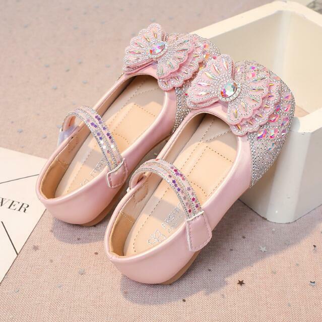 Bowtie Girls Princess Leather Shoes Children Flat Shoes 2024 Spring Summer New Kids Casual Soft Sole Footwear Students Sneakers