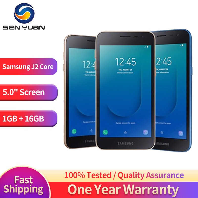 Original Samsung Galaxy J2 Core J260 4G Mobile Phone 1GB RAM 16GB ROM 5.0'' LCD Screen Exynos 7570 Quad-Core Android SmartPhone