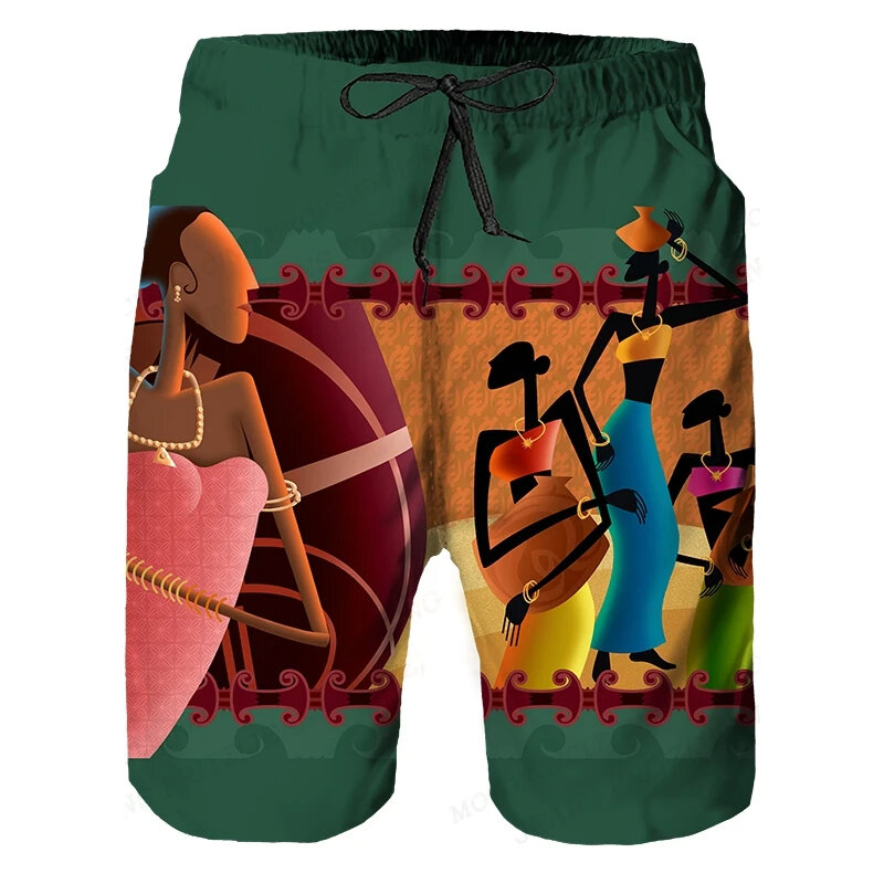 Afrikanisches Wandbild Harajuku Männer Strands horts Sommer Hawaii Urlaub Surfbrett Shorts schnell trocknen Trunks Casual Sportswear Eis Shorts