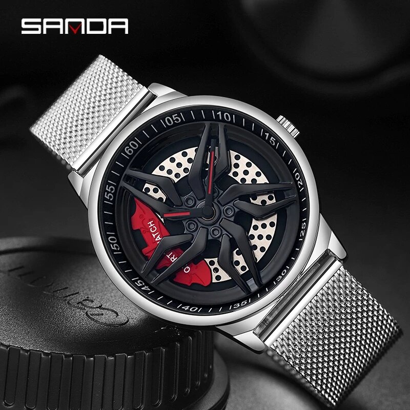 SANDA 2023นาฬิกาสุดหรูผู้ชายใหม่นาฬิกาแฟชั่นหมุนควอตซ์นาฬิกาข้อมือสำหรับชาย30M กันน้ำ Relogio Masculino P1062