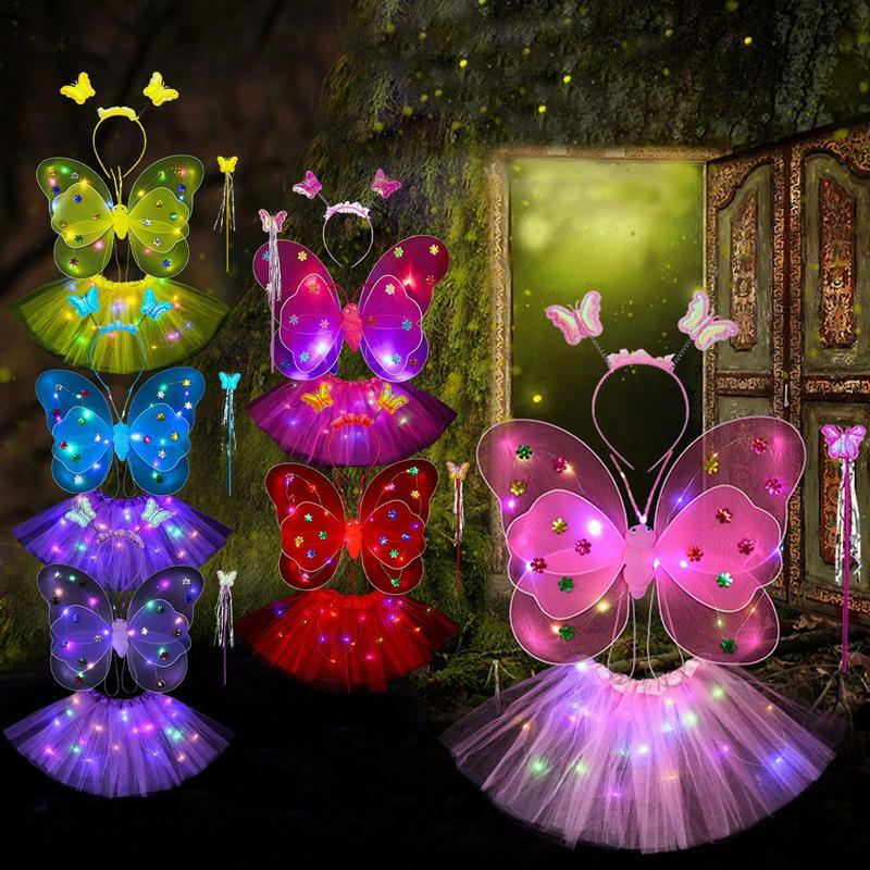 Costume de princesse avec bande de sauna pour filles, petite princesse dégradée, habillage, jeu de plis, ensemble de olympiques lumineux LED
