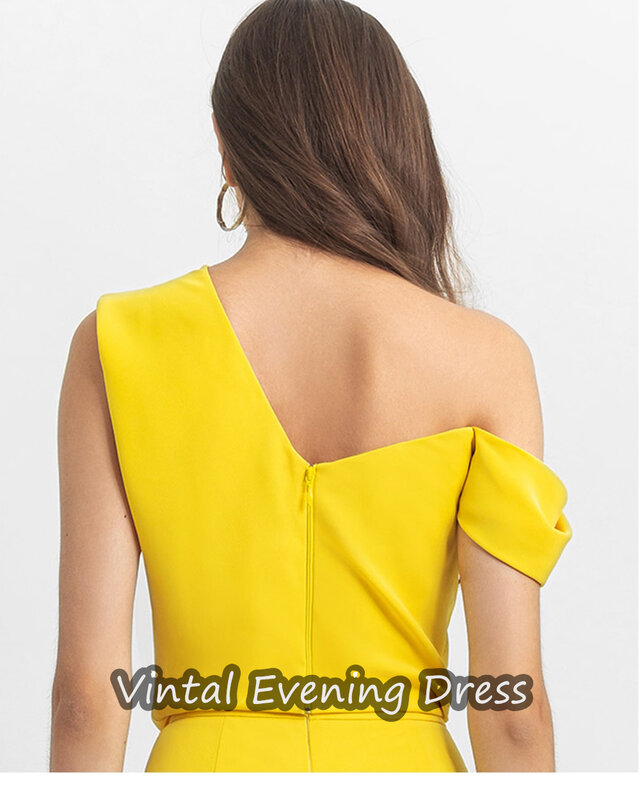Женское вечернее платье-трапеция до колен Vindal, милое платье из крепа на одно плечо с молнией, платье для выпускного вечера с коротким рукавом и встроенным бюстгальтером, 2024