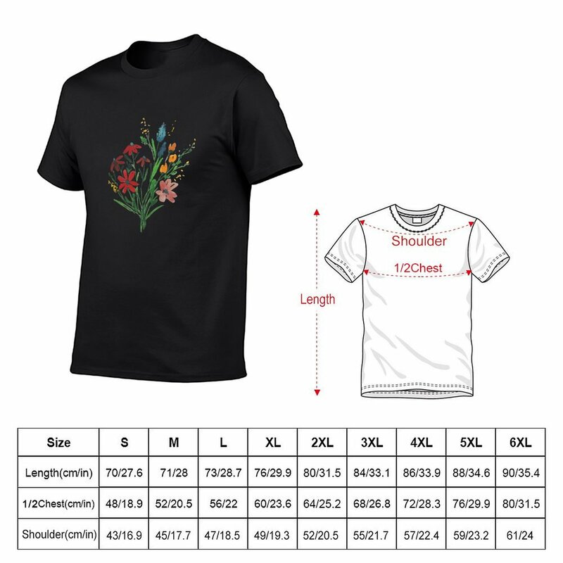 T-shirt en coton avec bouquet de fleurs abstraites pour hommes, sweat-shirt d'interconnexion, grandes tailles