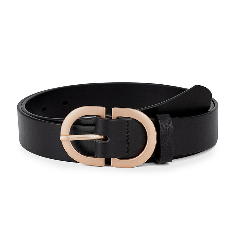 Cinturón de cuero genuino con hebilla redonda para mujer, cinturón de moda, personalizado, informal y versátil