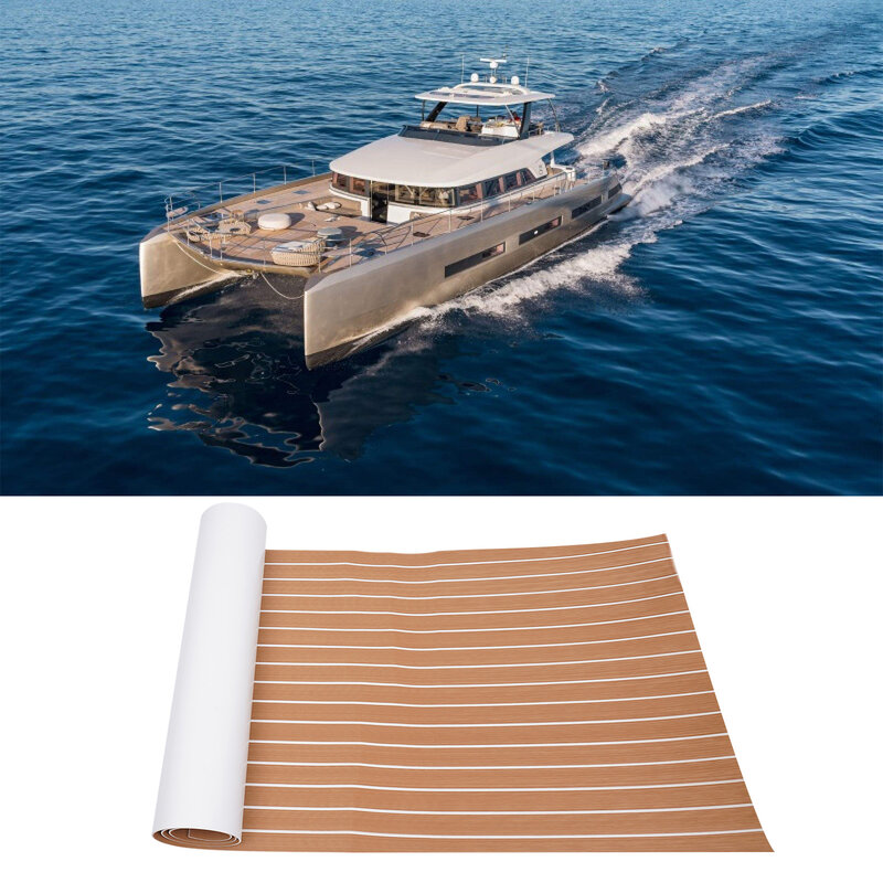 Eva Foam Teak Sheet Marine Vloeren Jacht Synthetische Boot Terrasplanken Zelfklevend Pad Brwon Met Witte Strepen