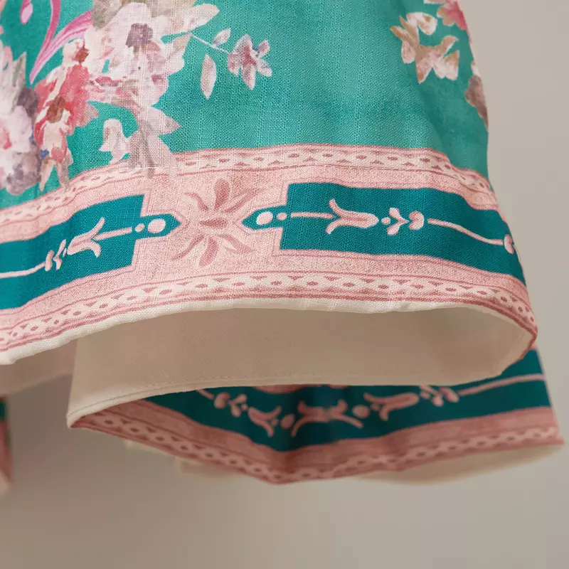 2024 New Spring Summer Holiday Style Patchwork Print abito monopetto a maniche lunghe per abito lungo Vintage da vacanza da donna