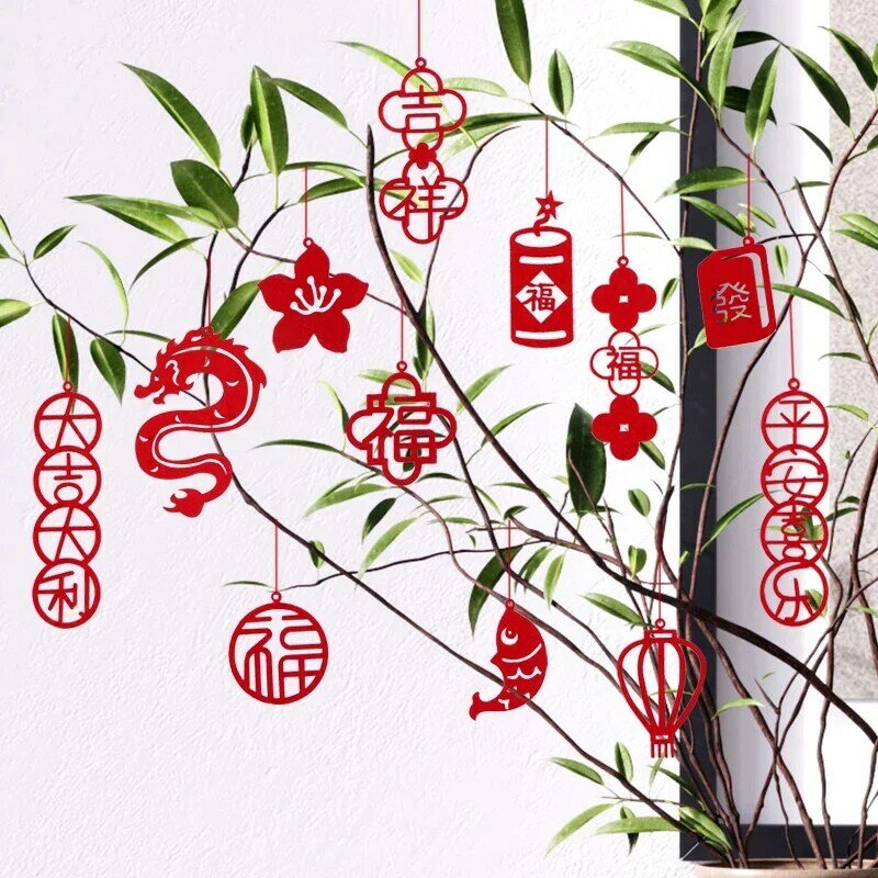 Zodíaco de Planta Verde Ornamentos Pendurados, Pequeno Pingente, Desenhos Animados Bonitos, Sala de Estar, Festivo, Festivo, Ano Novo