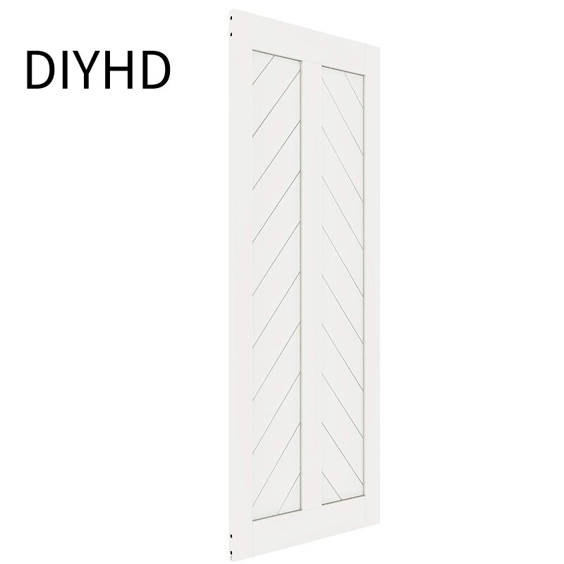 DIYHD 38X84in Fish Bone V Shape Sliding Barn Slab MDF Solid Core Primed Interior Door Panel(Disassembled)