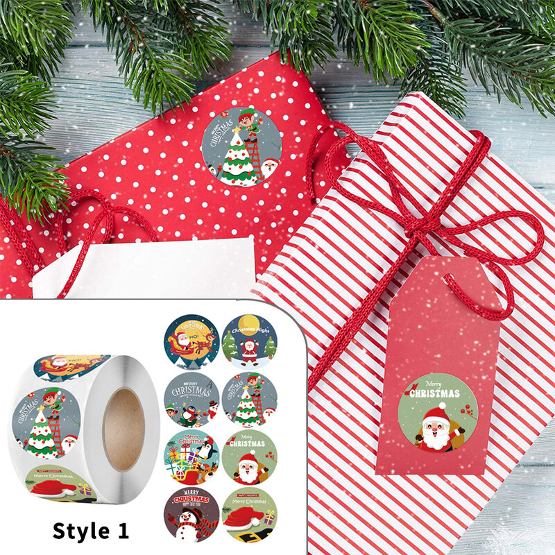500pcs Merry Christmas Decoration Stickers Santa Deer Packaging Round Sticker Labels for Envelope New Year Party Xmas Decor Gift