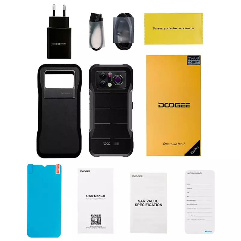 DOOGEE-V20 Pro Smartphone robusto, celular 5G, 6,43 "FHD Octa Core, 12GB + 256GB, Android 12, 64MP, 6000mAh, carregamento rápido de 33W, NFC