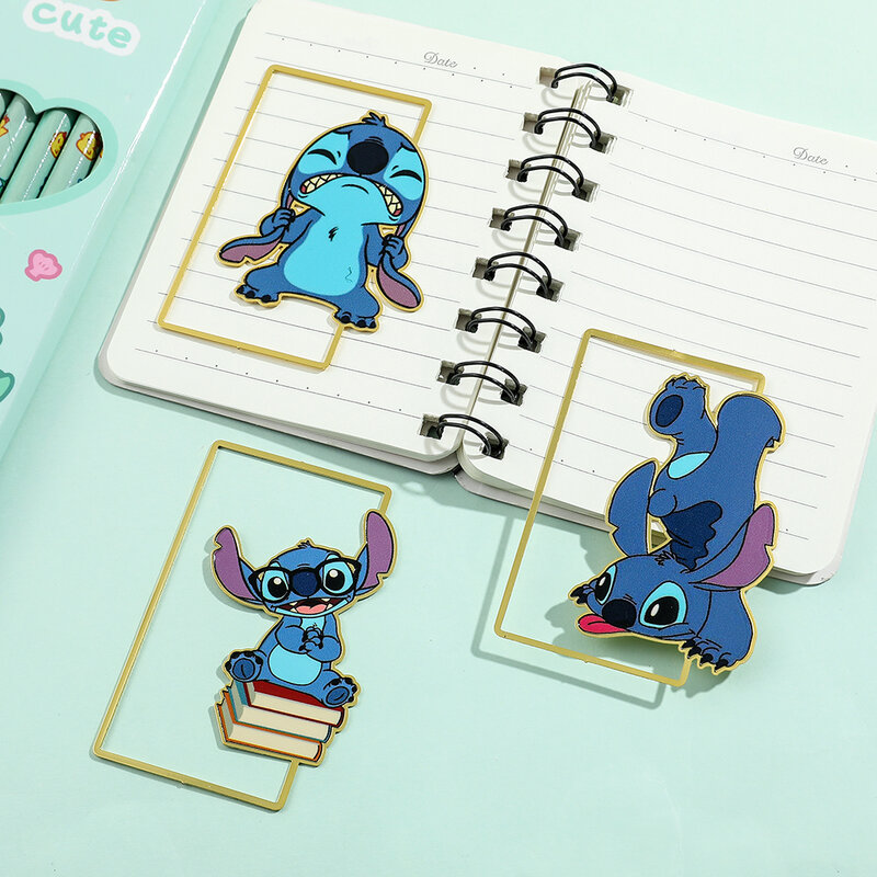 Cute Stitch Book Marks Cartoon Anime Fans Gifts Collect Metal Bookmarks Gifts From Parents to Kids Toys for Students Stationery