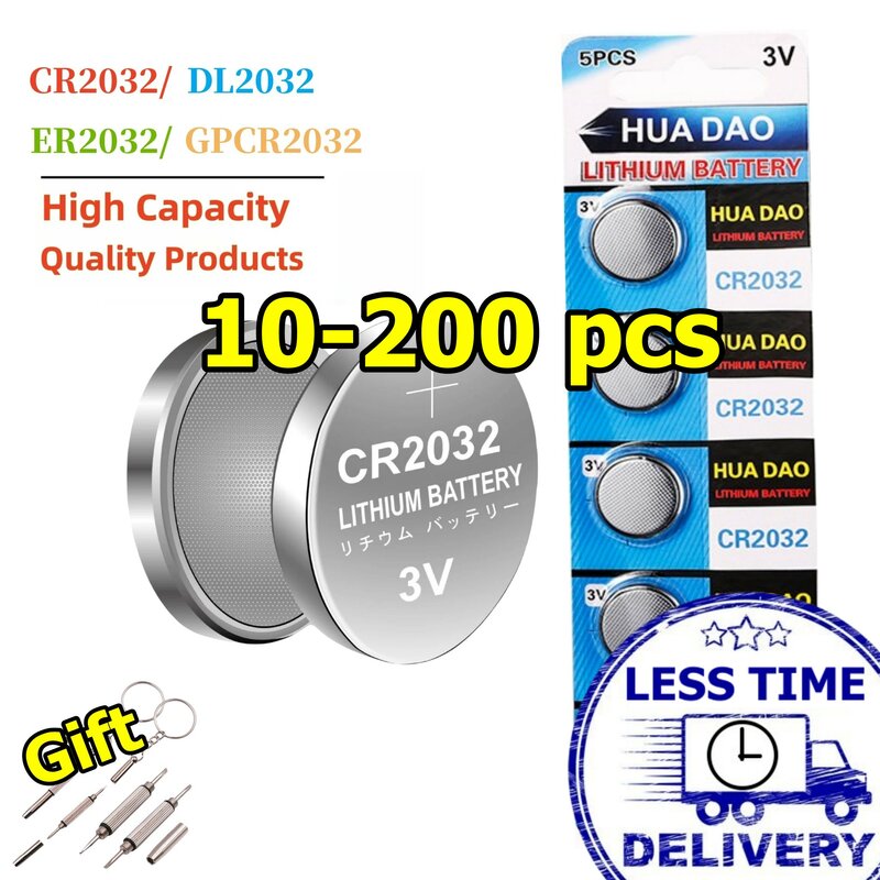 10-200 Stuks Cr 2032 Batterij Cr2032 3V Lithium Knop Cel 5004lc Dl2032 Voor Horloge Speelgoed Rekenmachine Auto Sleutel Afstandsbediening Muntcel