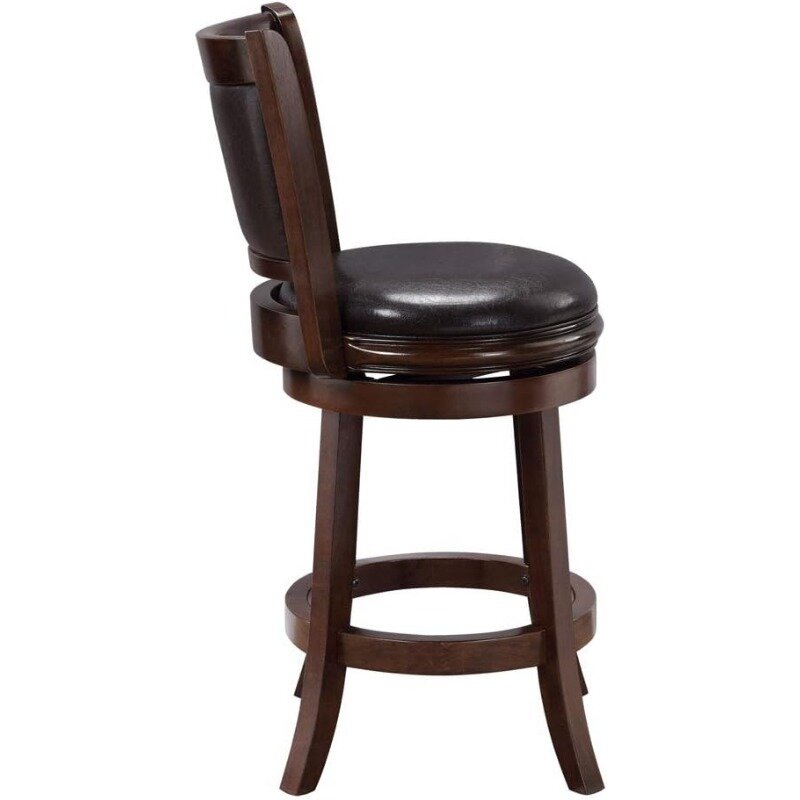 Вращающийся стул с высотой, 24 дюйма, капучино с темно-коричневым Полиуретаном