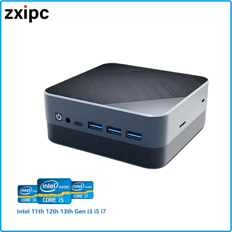 Mini ordenador para juegos, i3 Intel Core i7 1165G7 i5 1335U CPU Windows 11 Pro NUC Office DDR4 NVMe, HDMI VGA