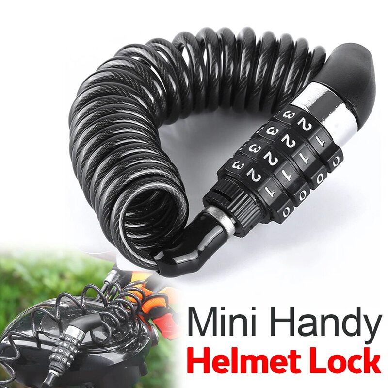 Cadeia de bloqueio de capacete clássica durável, combinação de senha de 4 dígitos, motocicleta portátil, antirroubo, trava de cabo, ponto, parte do motor