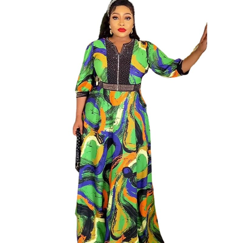Plus Size African Party Long Dresses for Women 2023 New Dashiki Ankara Print Evening Gowns Turkey Outfits Robe Africa Clothing
