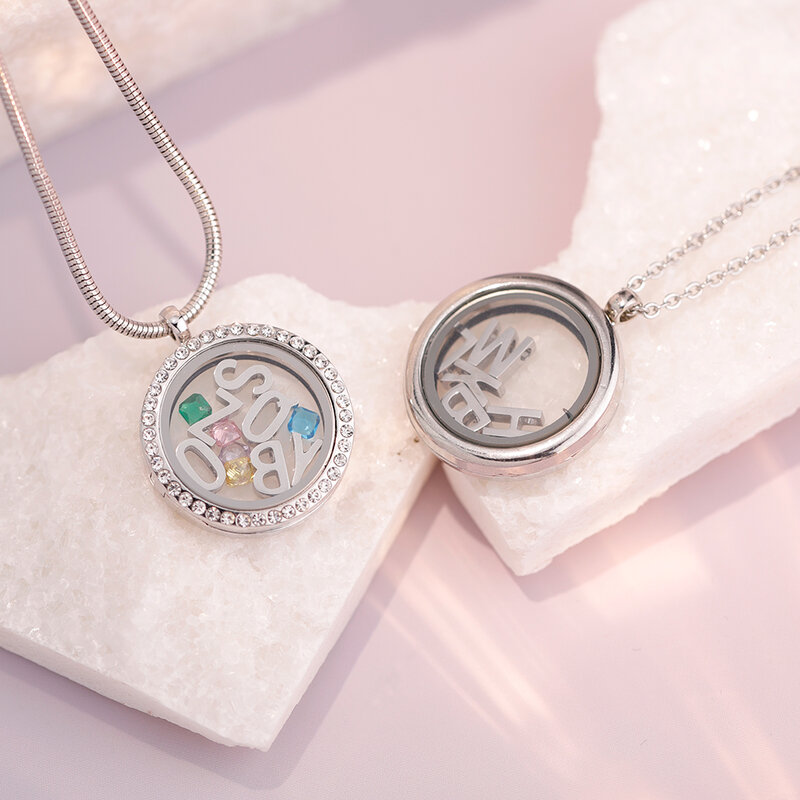 Collier pendentif médaillon circulaire avec initiales anglaises pour femme, collier en métal, cadeau souvenir personnalisé, 1PC