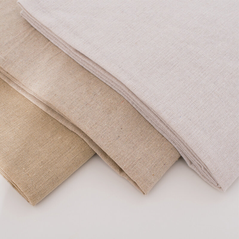 Mantel de lino y algodón blanco para mesa, bordado de cáñamo, cortina, tela líquida por metro, costura de lino, 100/300cm