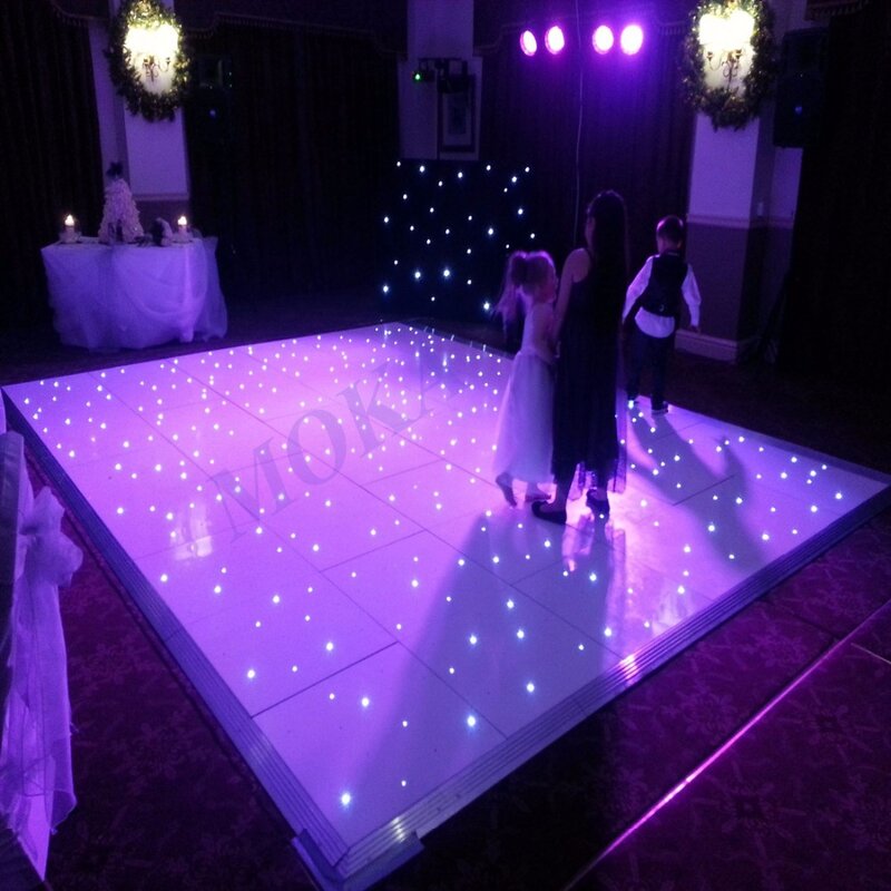MOKA SFX 14*14 Feet High Quality Tempered Glass LED Effects Dance Floor Starlit Dance Floor White Wedding Dance Floor