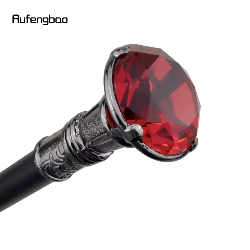 Red Diamond Type Silver Single Joint Walking Stick Decorative Cospaly Party Fashionable Walking Cane Halloween Crosier 93cm